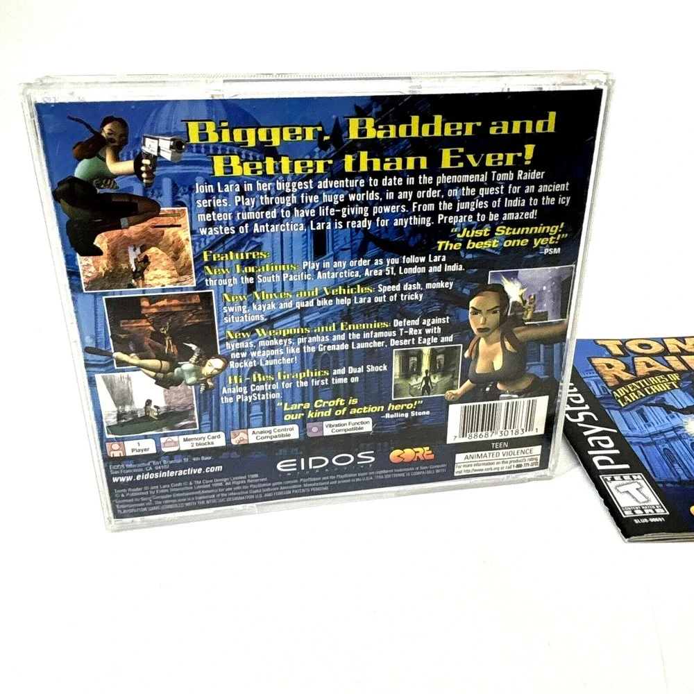 Tomb Raider III 3 Sony PlayStation 1 PS1 Black Label‎ Complete - FAST SHIP